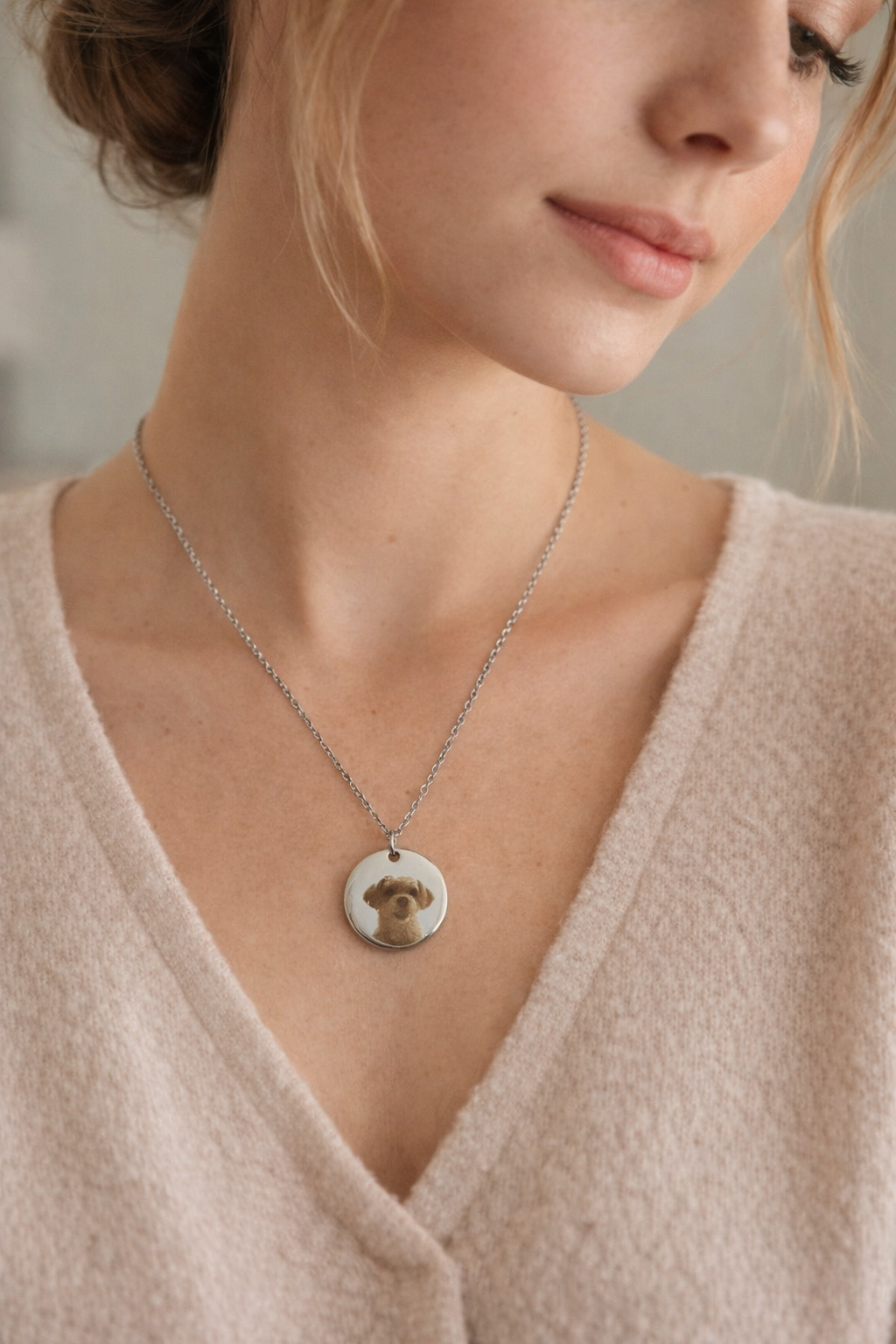 Custom Pet Portrait Necklace- Stainless Steel/18K Gold Plated