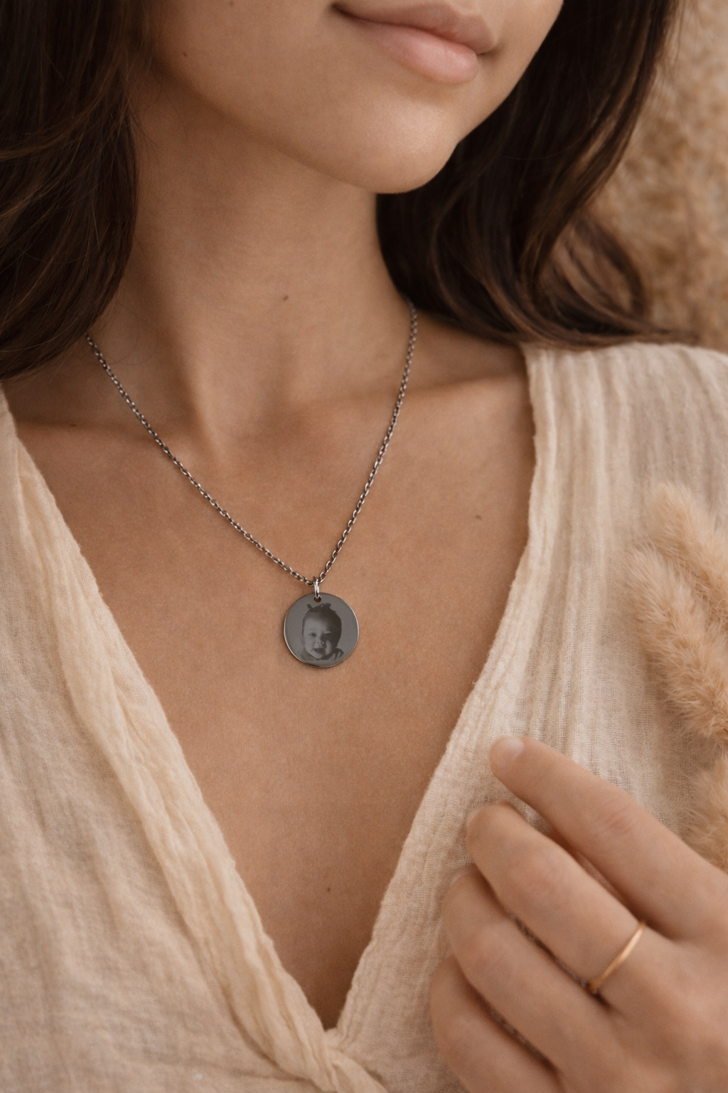 Custom Photo Necklace- Stainless Steel/18K Gold Plated Memory Pendant