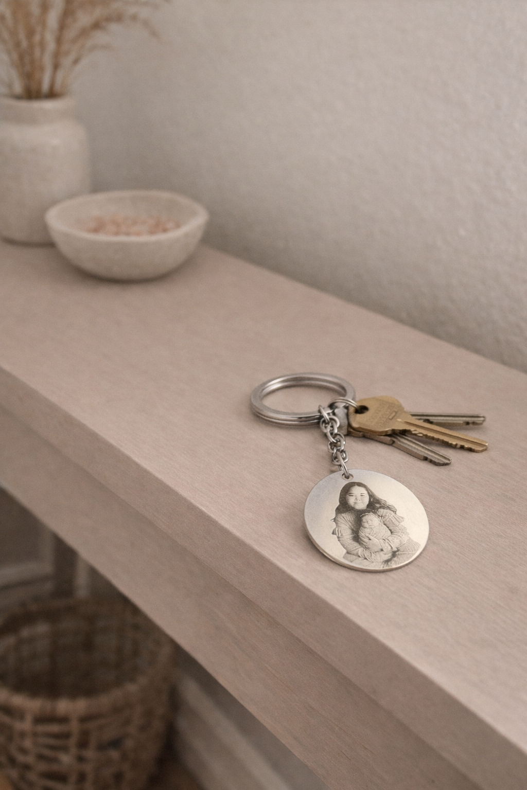 Custom Photo Keychain- Stainless Steel/18K Gold Plated Memory Keychain