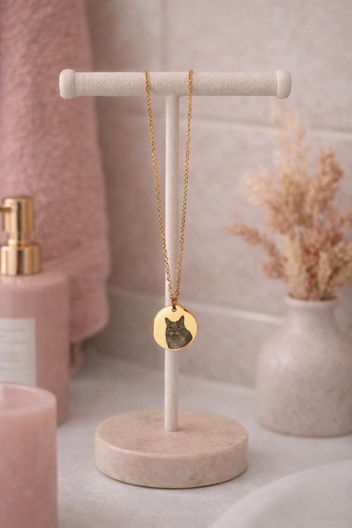 Custom Pet Portrait Necklace- Stainless Steel/18K Gold Plated