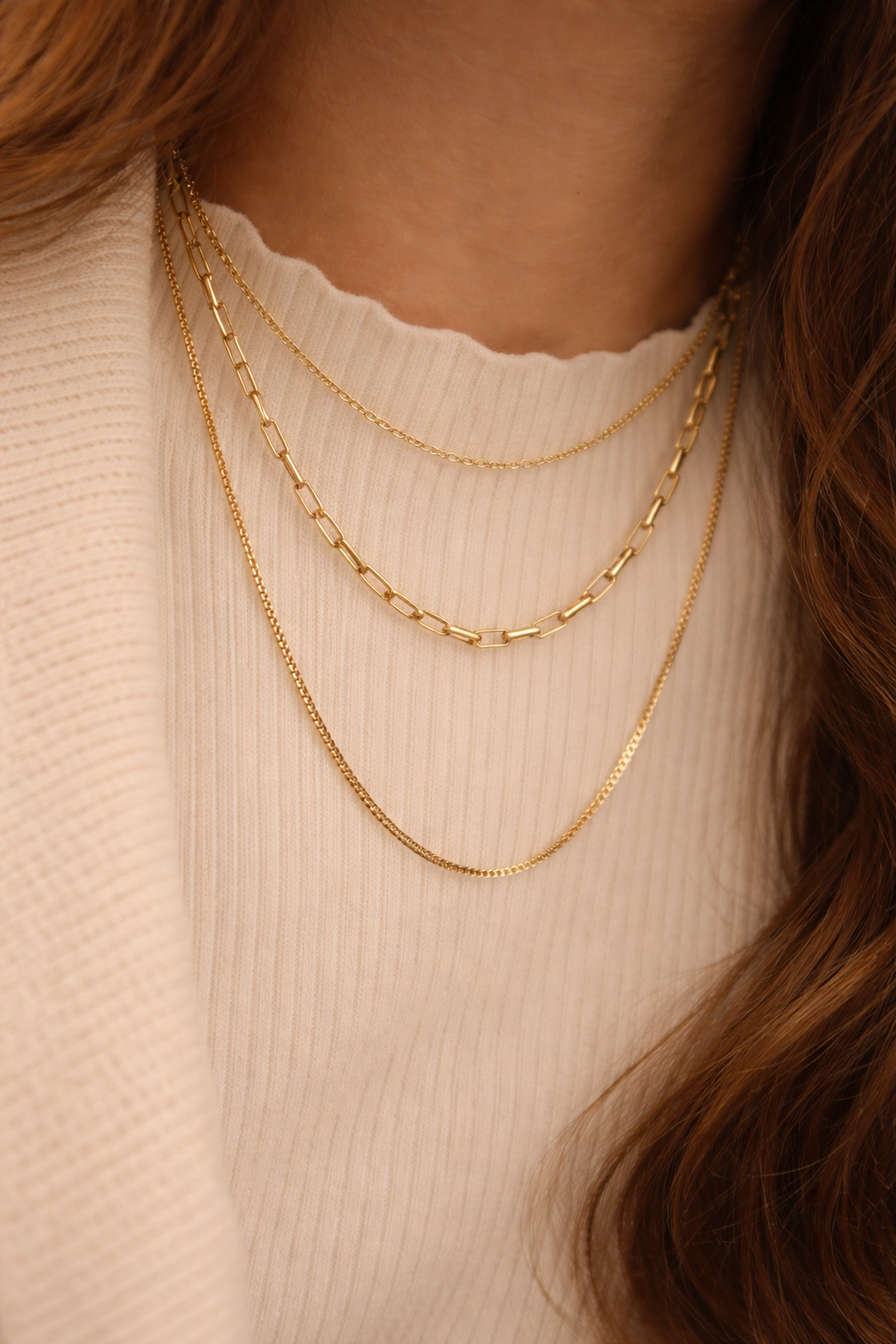 Minimal Layered Chain Necklace Set