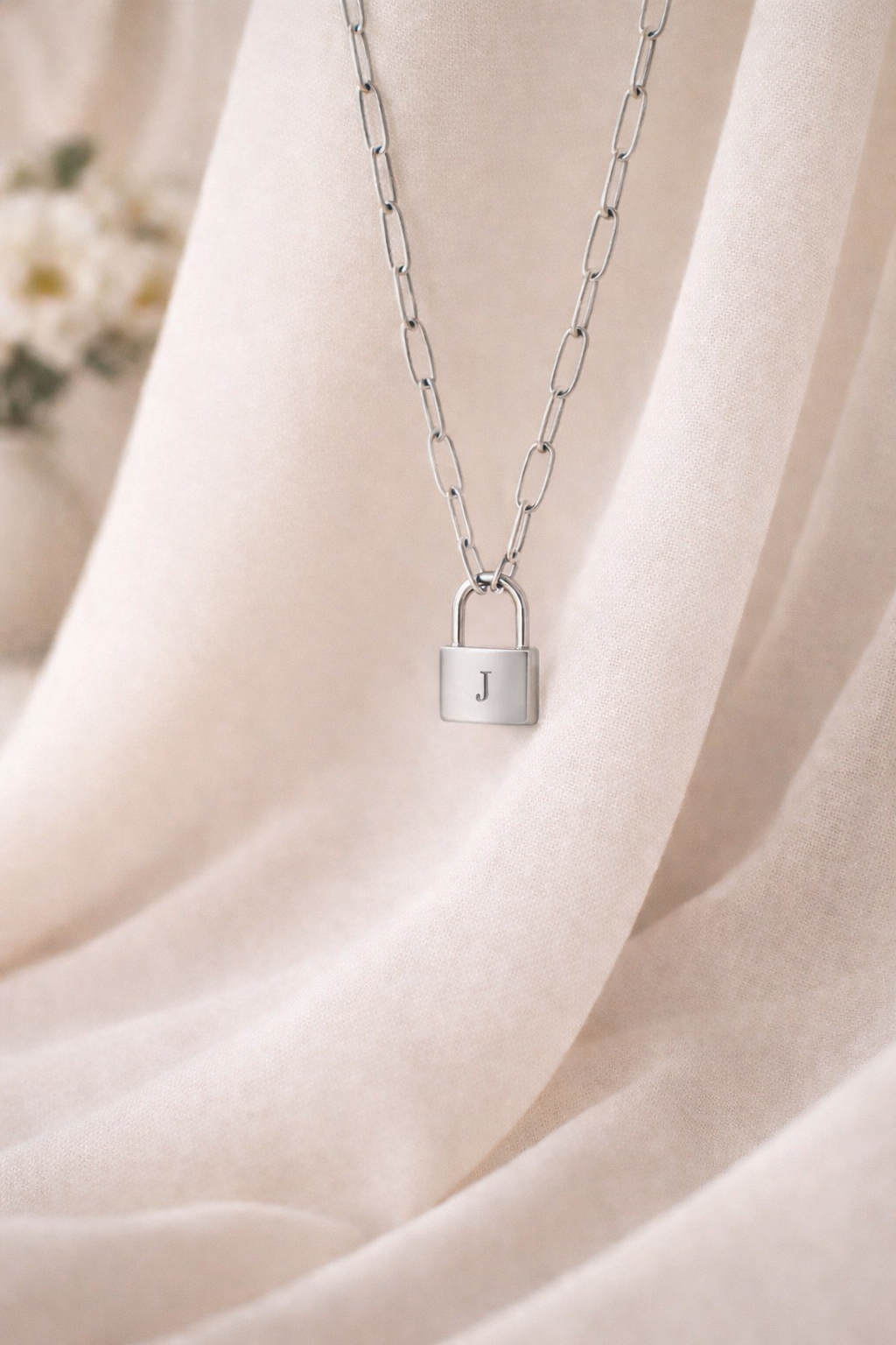 Mini Padlock Initial Necklace
