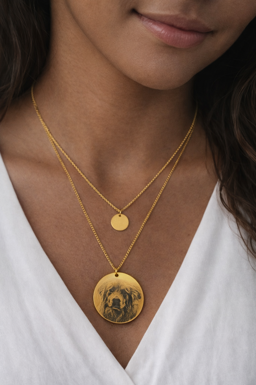 Custom Pet Portrait Necklace- 18K Gold Plated Stainless Steel